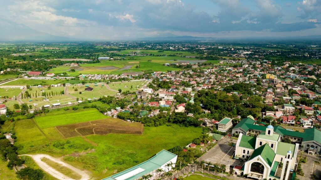 Aerial view of Naga City, Camarines Sur, with the Penafrancia Basilica